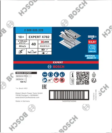 Lamelový kotouč Bosch EXPERT X782 X-Lock 125 mm G40 na kov.